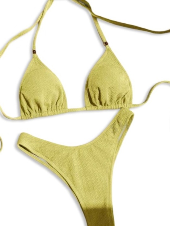 Other - Yellow Lime Green Women’s Bikini Top and Bottom Set - Beaded top | Small | NWT